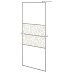 Dušo sienelė su lentyna vidaXL, sidabrinė, 90x195 cm kaina ir informacija | Dušo durys ir sienelės | pigu.lt