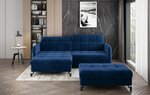Dešininės kampinės sofos ir pufo komplektas Eltap Lorelle, tamsiai mėlynos spalvos