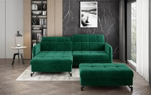 Dešininės kampinės sofos ir pufo komplektas Eltap Lorelle, tamsiai žalias цена и информация | Угловые диваны | pigu.lt