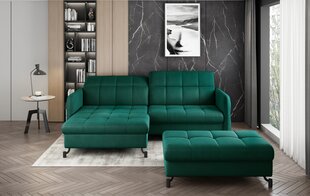 Dešininės kampinės sofos ir pufo komplektas Eltap Lorelle, tamsiai žalias цена и информация | Угловые диваны | pigu.lt