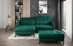Dešininės kampinės sofos ir pufo komplektas Eltap Lorelle, tamsiai žalias