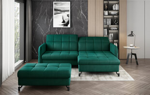 Kairinės kampinės sofos ir pufo komplektas Eltap Lorelle, tamsiai žalias kaina ir informacija | Minkšti kampai | pigu.lt
