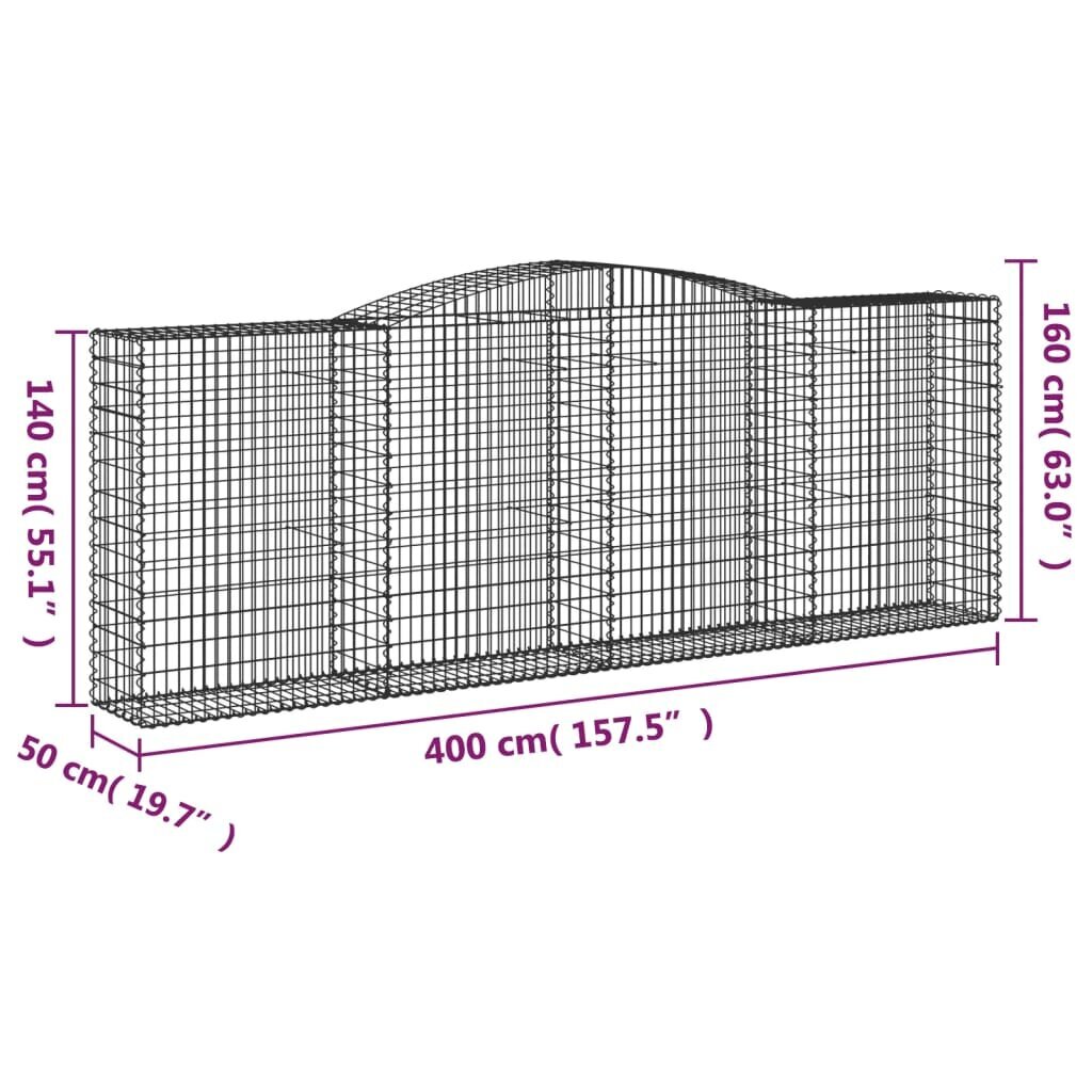 Gabiono krepšiai vidaXL 400x50x140/160 cm kaina ir informacija | Tvoros ir jų priedai | pigu.lt