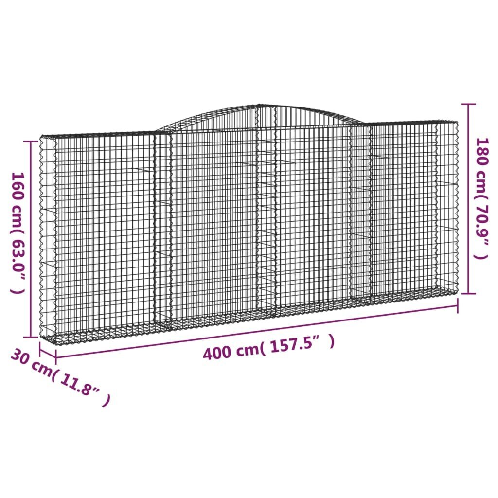 Gabiono krepšiai vidaXL 400x30x160/180 cm цена и информация | Tvoros ir jų priedai | pigu.lt