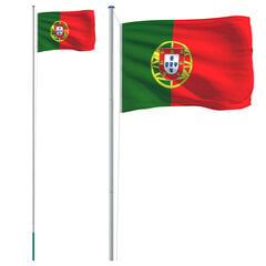 VidaXL Portugalijos vėliava su stiebu, 6,23 m kaina ir informacija | Vėliavos ir jų priedai | pigu.lt