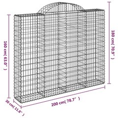 Gabiono krepšiai vidaXL 200x30x180 cm, 7 vnt. kaina ir informacija | Tvoros ir jų priedai | pigu.lt
