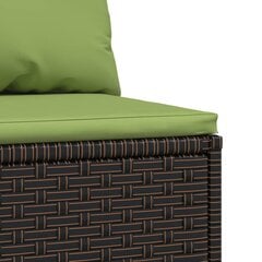vidaXL Vidurinė sodo sofos dalis su pagalvėlėmis, ruda, poliratanas kaina ir informacija | Lauko kėdės, foteliai, pufai | pigu.lt