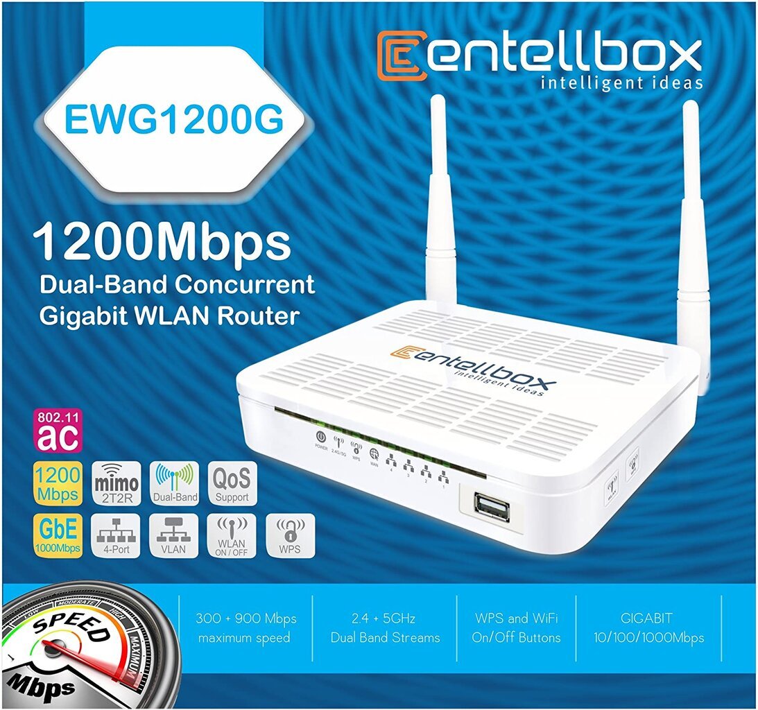 EWG1200GH - Gigabit maršrutizatorius - 1200mbps, MIMO 2x2, USB kaina ir informacija | Maršrutizatoriai (routeriai) | pigu.lt