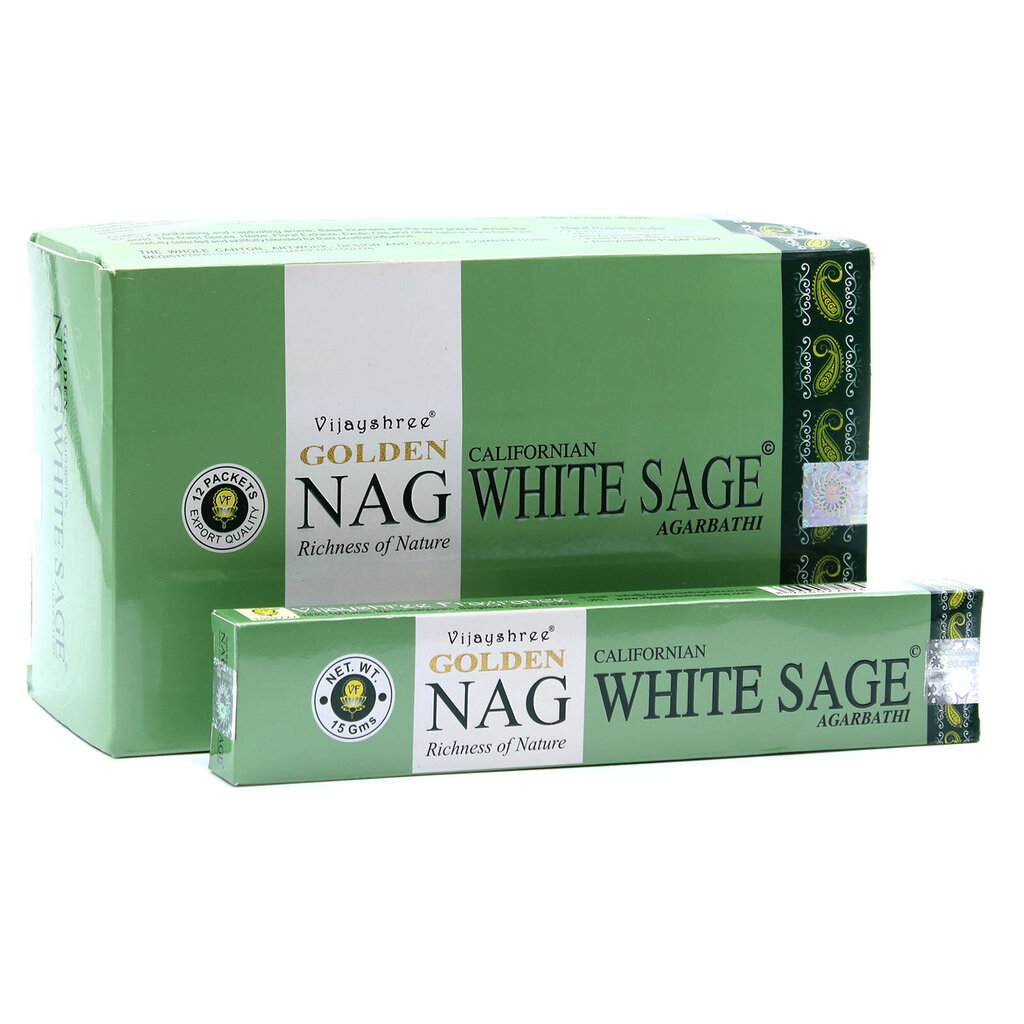 Smilkalų lazdelės Vijayshree Golden Nag White Sage, 15 g kaina ir informacija | Namų kvapai | pigu.lt