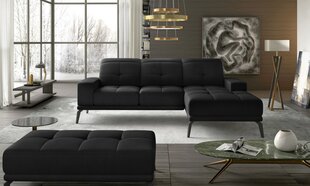 Комплект из правостороннего углового дивана и пуфа Eltap Torrense, черный цвет цена и информация | Угловые диваны | pigu.lt