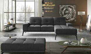 Dešininės kampinės sofos ir pufo komplektas Eltap Torrense, tamsiai pilkas kaina ir informacija | Minkšti kampai | pigu.lt