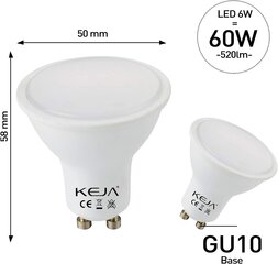 Светодиодные лампы GU10 5 кусочков 6WATT, 520 люмен на лампочку, соответствуют 60WATT Lightb, 2700 Кельвин теплый белый, 120 ° Угол луча -лампа, охватывающая энергию цена и информация | Электрические лампы | pigu.lt