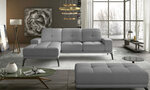 Левый угловой диван и пуфик Eltap Torrense, светло-серый цвет