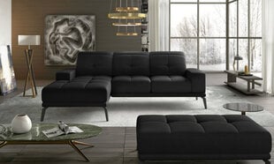 Kairinės kampinės sofos ir pufo komplektas Eltap Torrense, juodas kaina ir informacija | Minkšti kampai | pigu.lt