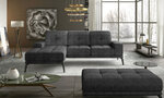 Kairinės kampinės sofos ir pufo komplektas Eltap Torrense, tamsiai pilkas