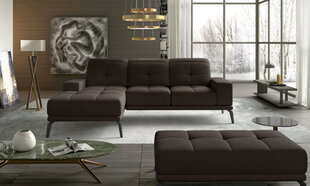 Kairinės kampinės sofos ir pufo komplektas Eltap Torrense, tamsiai rudas kaina ir informacija | Minkšti kampai | pigu.lt