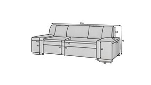 Sofa Porto 3, 210x90x98 cm, smėlio kaina ir informacija | Sofos | pigu.lt