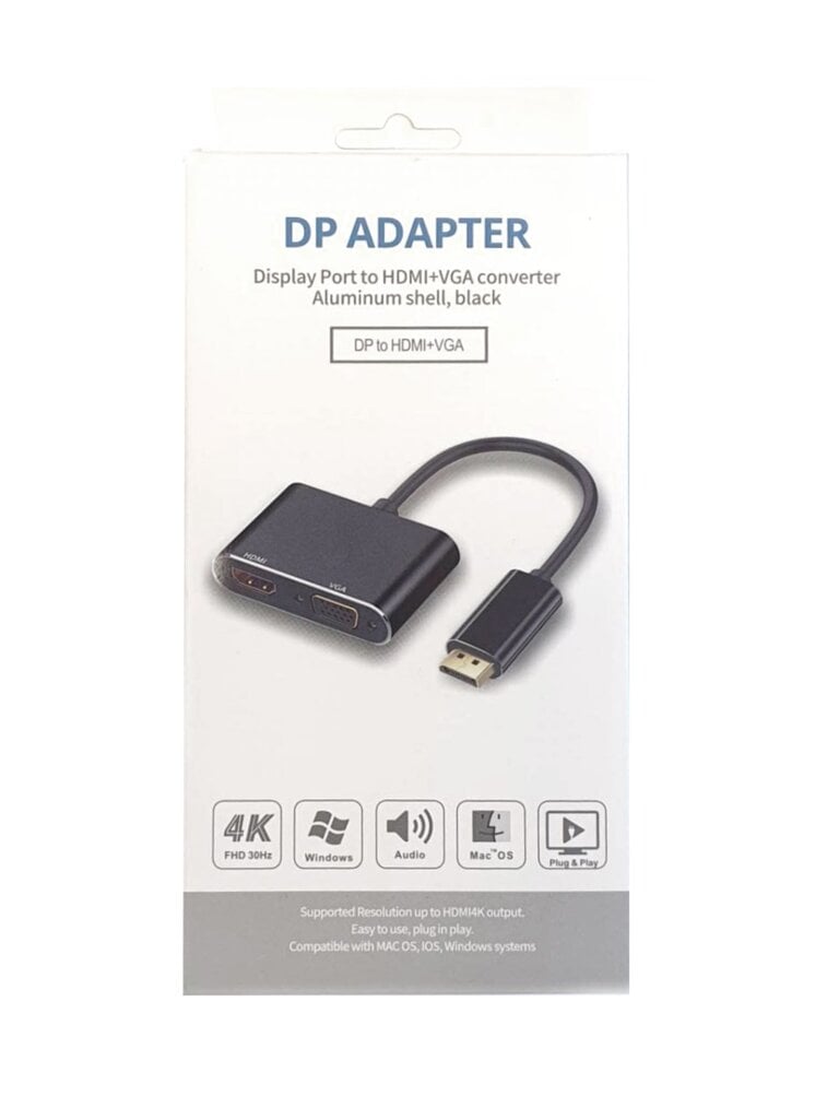 DisplayPort to HDMI + VGA adapteris v1.4 / 4K@30Hz kaina ir informacija | Adapteriai, USB šakotuvai | pigu.lt
