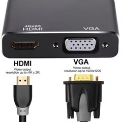 DisplayPort на HDMI + VGA Адаптер v1.4 / 4K@30Hz цена и информация | Адаптеры, USB-разветвители | pigu.lt