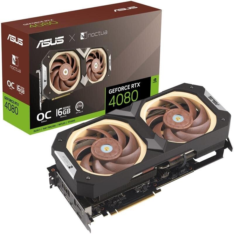 Asus GeForce RTX 4080 Noctua OC Edition (RTX4080-O16G-NOCTUA) kaina ir informacija | Vaizdo plokštės (GPU) | pigu.lt