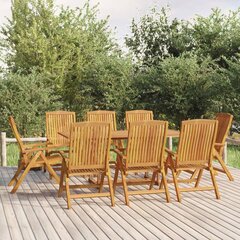 vidaXL Atlošiamos sodo kėdės, 8vnt., tikmedžio medienos masyvas kaina ir informacija | Lauko kėdės, foteliai, pufai | pigu.lt