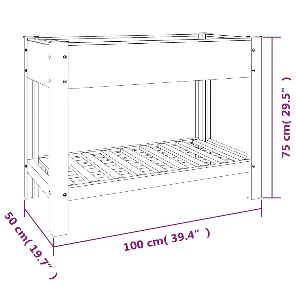 Sodo lovelis su lentyna, vidaXL, 100x50x75cm kaina ir informacija | Vazonai | pigu.lt