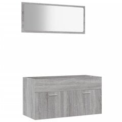 vidaXL Vonios baldų komplektas, 2 dalių, pilkas ąžuolo, mediena kaina ir informacija | Vonios komplektai | pigu.lt
