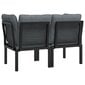 vidaXL Kampinės kėdės su pagalvėmis, 2vnt., juodos/pilkos, poliratanas цена и информация | Lauko kėdės, foteliai, pufai | pigu.lt