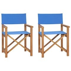 vidaXL Sulankstomos režisieriaus kėdės, 2vnt., mėlynos, tikmedis kaina ir informacija | Lauko kėdės, foteliai, pufai | pigu.lt