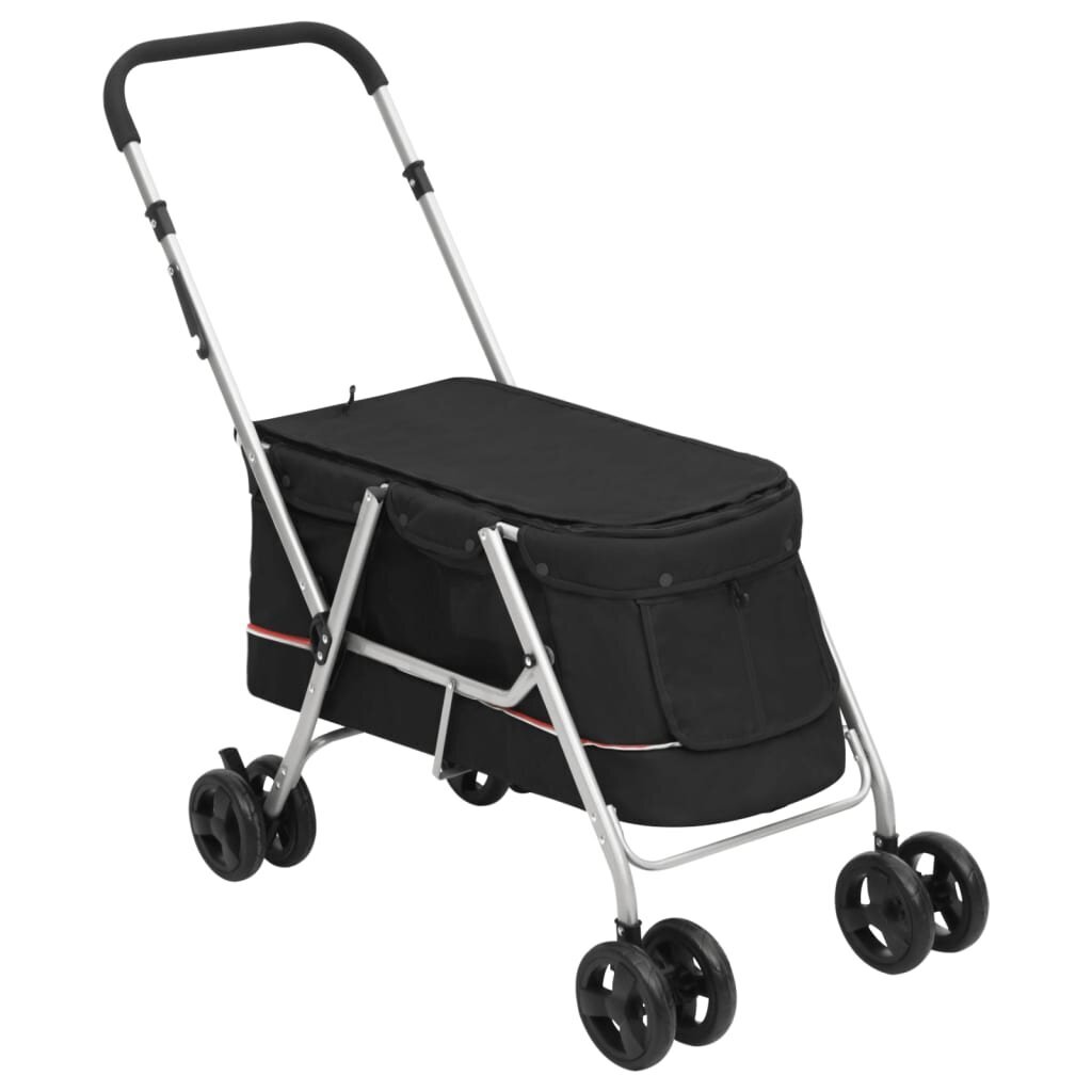 Sulankstomas vežimėlis šunims vidaXL, juodas, 100 x 49 x 96 cm цена и информация | Transportavimo narvai, krepšiai | pigu.lt