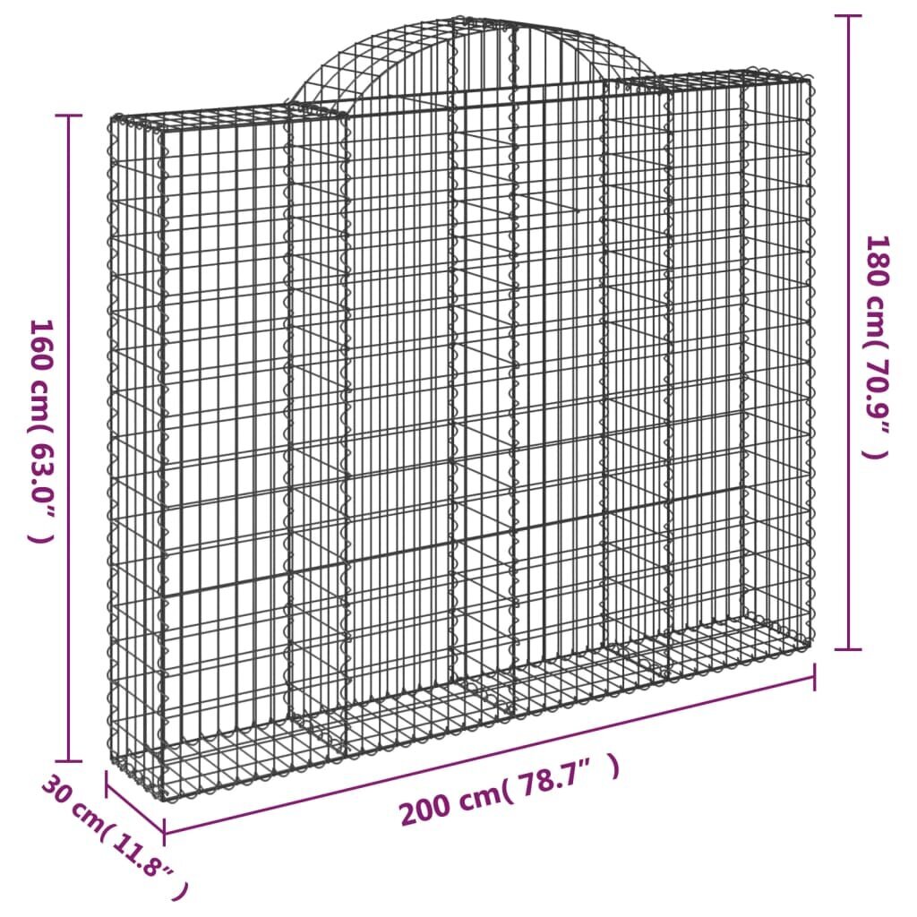 Gabiono krepšiai vidaXL 200x30x180 cm, 8 vnt. kaina ir informacija | Tvoros ir jų priedai | pigu.lt