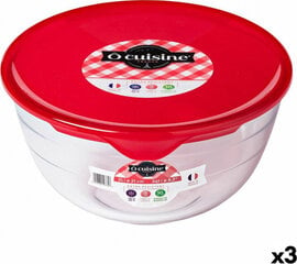 Круглая коробочка для завтраков с крышкой Ô Cuisine Prep & Store Красный 2 L 22 x 22 x 11 cm Cтекло (3 штук) цена и информация | Посуда для хранения еды | pigu.lt