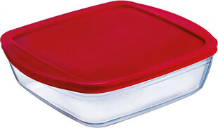 Квадратная коробочка для завтраков с крышкой Ô Cuisine Cook & Store 25 x 22 x 5 cm Красный 2,2 L Силикон Cтекло (5 штук) цена и информация | Посуда для хранения еды | pigu.lt