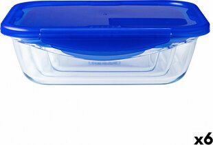 Герметичная коробочка для завтрака Pyrex Cook & Go 20,5 x 15,5 x 6 cm Синий 800 ml Cтекло (6 штук) цена и информация | Посуда для хранения еды | pigu.lt