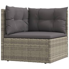 vidaXL Kampinė sodo sofos dalis su pagalvėlėmis, pilka, poliratanas kaina ir informacija | Lauko kėdės, foteliai, pufai | pigu.lt
