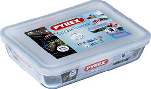 Прямоугольная коробочка для завтрака с крышкой Pyrex Cook & Freeze 22,5 x 17,5 x 6,5 cm 1,5 L Прозрачный Силикон Cтекло (6 штук) цена и информация | Посуда для хранения еды | pigu.lt
