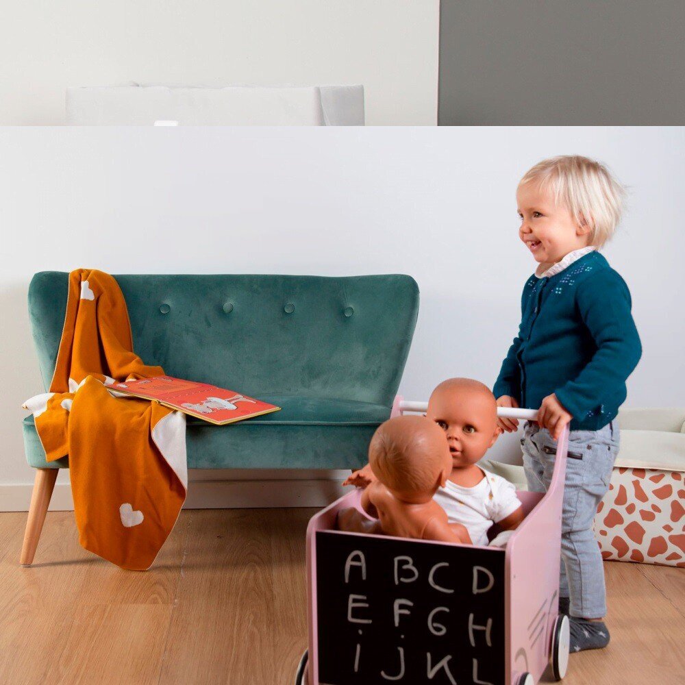 Medinis stumdukas su piešimo lenta Childhome, rožinis kaina ir informacija | Žaislai kūdikiams | pigu.lt