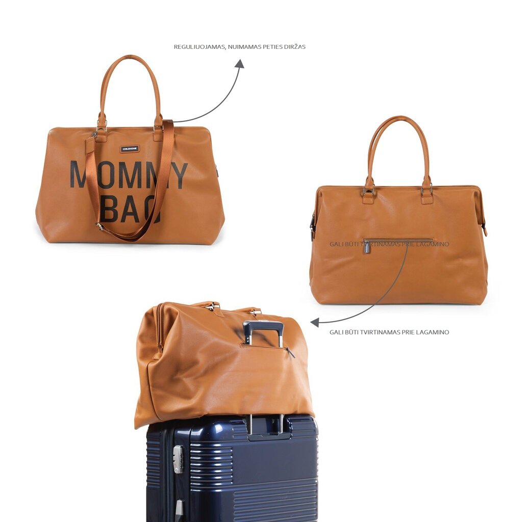 Mamos krepšys Childhome Mommy bag, Leatherlook brown kaina ir informacija | Vežimėlių priedai | pigu.lt