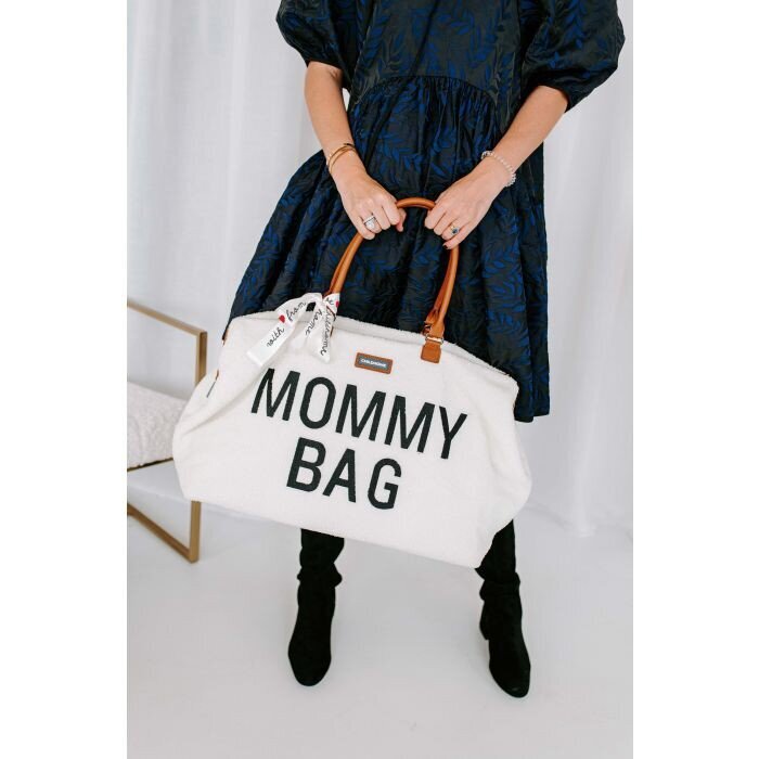 Mamos krepšys Childhome Mommy bag, Teddy off white kaina ir informacija | Vežimėlių priedai | pigu.lt