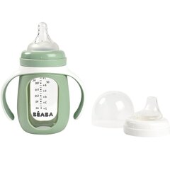 Stiklinis buteliukas-gertuvė Beaba 2in1, žalia, 4 mėn+, 210ml kaina ir informacija | Buteliukai kūdikiams ir jų priedai | pigu.lt
