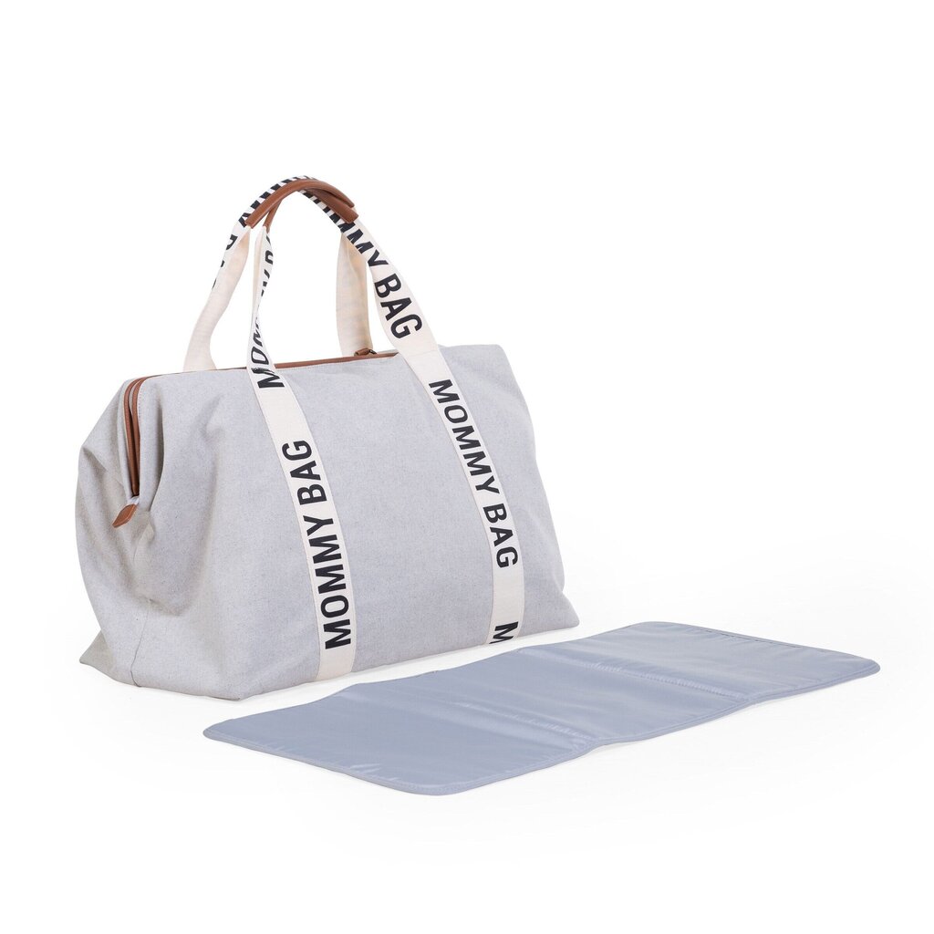Mamos krepšys Childhome Mommy bag Signature, Canvas off white kaina ir informacija | Vežimėlių priedai | pigu.lt