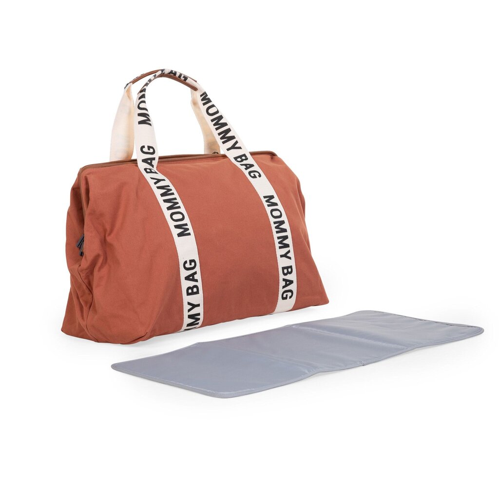 Mamos krepšys Childhome Mommy bag Signature, Canvas – terracotta kaina ir informacija | Vežimėlių priedai | pigu.lt