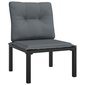 vidaXL Sodo kėdė su pagalvėlėmis, juoda ir pilka, poliratanas kaina ir informacija | Lauko kėdės, foteliai, pufai | pigu.lt