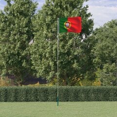 VidaXL Portugalijos vėliava su stiebu, 5,55 m цена и информация | Флаги и аксессуары к ним | pigu.lt