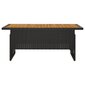 vidaXL Sodo stalas, juodas, 100x50x43/63cm, akacija ir poliratanas kaina ir informacija | Lauko stalai, staliukai | pigu.lt