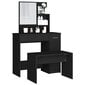 vidaXL Kosmetinio staliuko komplektas, juodos spalvos, 86,5x35x136cm kaina ir informacija | Kosmetiniai staliukai | pigu.lt