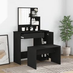 vidaXL Kosmetinio staliuko komplektas, juodos spalvos, 86,5x35x136cm цена и информация | Туалетные столики | pigu.lt