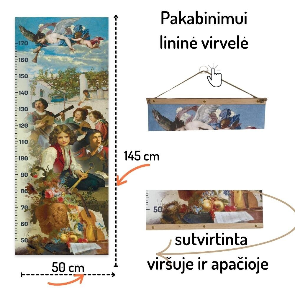 Pakabinama ūgio matuoklė Muzika, 50x145cm, drobė kaina ir informacija | Interjero lipdukai | pigu.lt