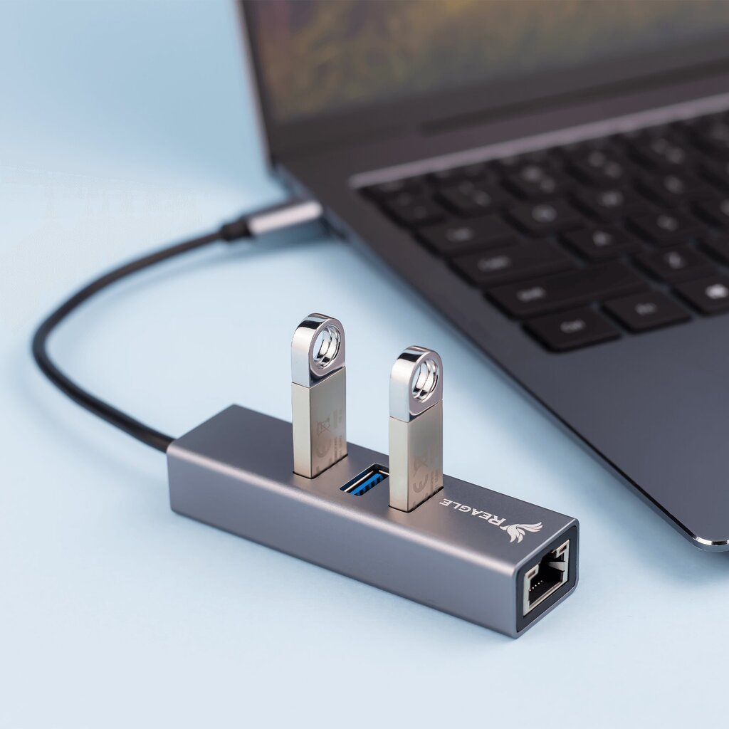 Adapteris Reagle USB-C LAN Ethernet RJ-45 USB 3.2 Gen 1 цена и информация | Adapteriai, USB šakotuvai | pigu.lt