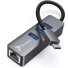 Adapteris Reagle USB-C LAN Ethernet RJ-45 USB 3.2 Gen 1 kaina ir informacija | Adapteriai, USB šakotuvai | pigu.lt